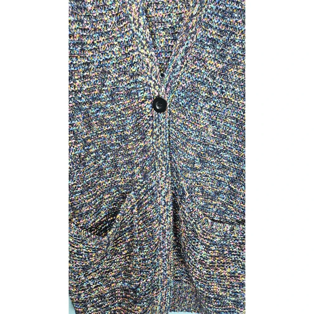 BCBG Multicolor Long Knit Cardigan Sweater M/L Pockets Button Cozy Casual‎ Chic